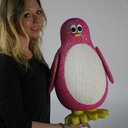 500mm high Pair of Blue and Pink Polystyrene Baby Penguins