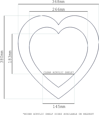 380mm (approx. 12 inches) Heart VM Shelf