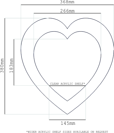 380mm (approx. 12 inches) Heart VM Shelf