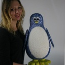 500mm high Pair of Blue and Pink Polystyrene Baby Penguins