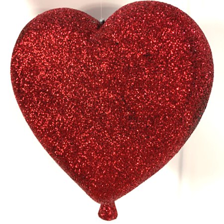 Pack of 5: 300mm Polystyrene 3D Glittered Heart Balloon