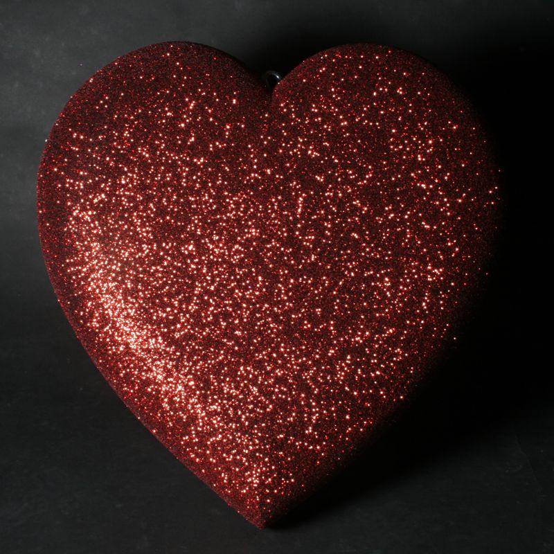 180mm tall - Pack of 3 Semi-3D Polystyrene Heart - Glittered