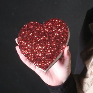 140mm high 2D Polystyrene Heart - Glittered - pack of 5