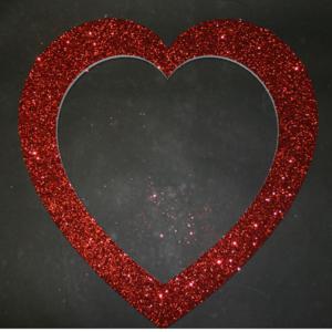877mm high 2D Polystyrene Centre Cut Heart - Glittered - pack of 5