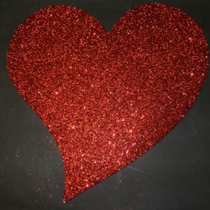 140mm high 2D Polystyrene Heart Design B - Glittered - pack of 5