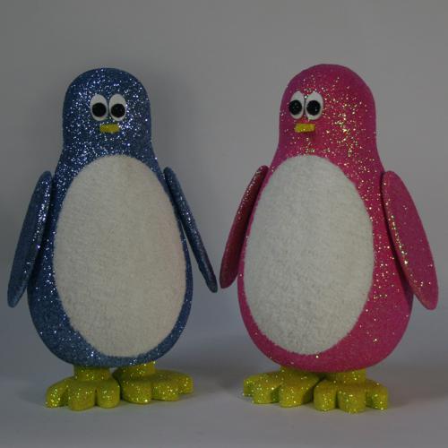 500mm high Pair of Blue and Pink Polystyrene Baby Penguins