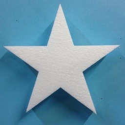 140mm - pack of 10 2D Polystyrene Stars - 5 points - Plain White