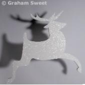 280mm long - pack of 10 2D Polystyrene Reindeer - Flying Pose - Glittered