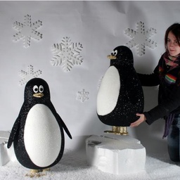 Set of 2 - 700mm high Polystyrene Penguin, Ice Blocks and Snowflakes